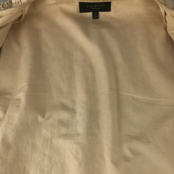 Women’s Talbots tan jacket featuring crochet floral overlay size 10 - Picture 5 of 11